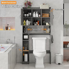 Vabches Over The Toilet Cabinet with 2 Barn Doors & Sliding Door, Grey - Image 4