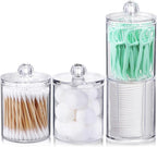 4 Pcs Acrylic Qtip Holder Dispenser for Cotton Swabs, Balls, Floss Picks - Image 2