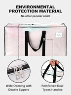 HOMESURE Supports 200lbs Heavy Duty Moving Bags - Strong Zipper & Wrap-Around Handles - Water-Resistant Storage Totes, Durable Alternative to Moving Boxes - 40 Pack - Semi-Transparent - Image 7