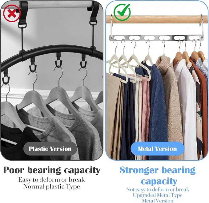 16 Pcs Space Saving Hangers for Clothes, Metal Foldable Magic Hanger Organizer for Closet, Heavy Clothes, Dorm Room Essentials, Silver - Image 6