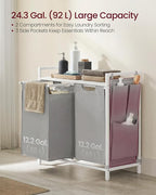 VASAGLE Laundry Hamper with Shelf, 2 Pull-Out Bags, 2 x 12.1 Gallons (46 L) - Image 3