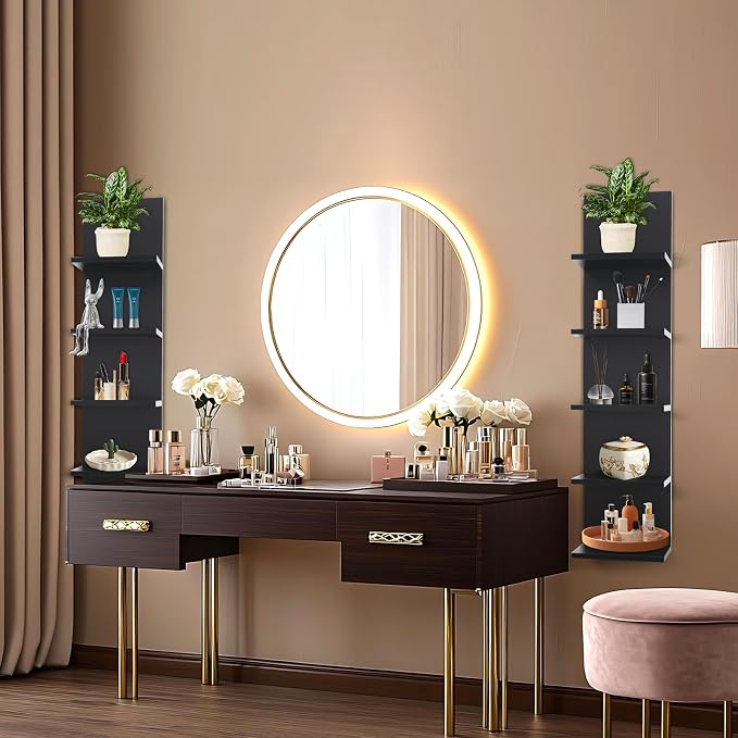 Homaterial 5 Tier Wall Shelf, Wall Mounted Shelves Unit for Living Room Bedroom, Floating Shelves Decor Organizer Tall, Black - Image 2