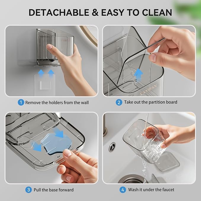 3 Slots Detachable Toothbrush Holders Wall Mounted for Bathrooms - Image 9