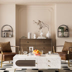 Crofy 2-Tier Arched Wall Shelf with Black Frame & Transparent Shelves - Image 5