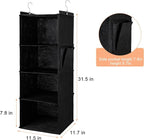 Hanging Closet Organizer and Shelves,4 Shelves with 1 Side Pockets (Black) | Foldable, Grey Fabric, Modern Style, for Bedroom and Dorm Room - Image 3