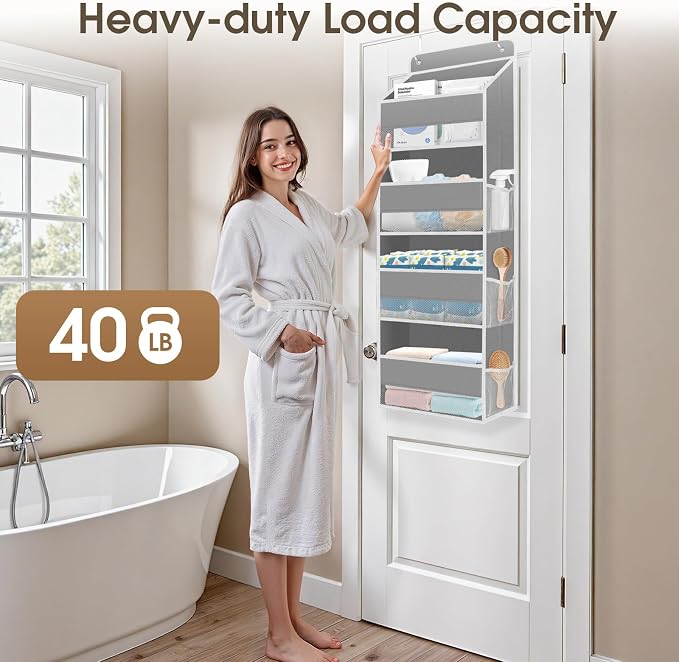 2 Pcs Over The Door Organizer Large Capacity Hanging Storage Room Organizer | 40 lb Capacity, Ultra-Sturdy, Foldable, Mesh Design with Clear Window, Space-Saving Organizer for Pantry, Nursery & Closet - Image 5