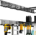 Garage Tool Organizer Wall Mount, 48 Inch Heavy Duty Garden Tool Organizer Storage System, Easy Install with 7 Adjustable Hooks, for Garage, Basement, Shed, Workshop, Black, Steel by CRXCRC