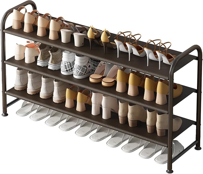 INGIORDAR 3 Tier Long Shoe Rack Organizer for Closet Metal Shoe Storage by INGIORDAR