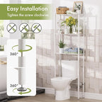 AmazerBath Bamboo Over The Toilet Storage Shelf, 3-Tier Bathroom Over Toilet Organizer Rack, Over Toilet Shelf, Space Saver, White - Image 5