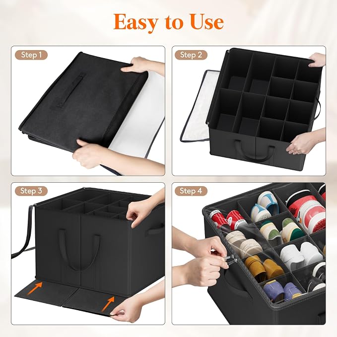 Lifewit Shoe Storage Organizer for Closet, Holder Box, 2 Pack, Black - Image 6