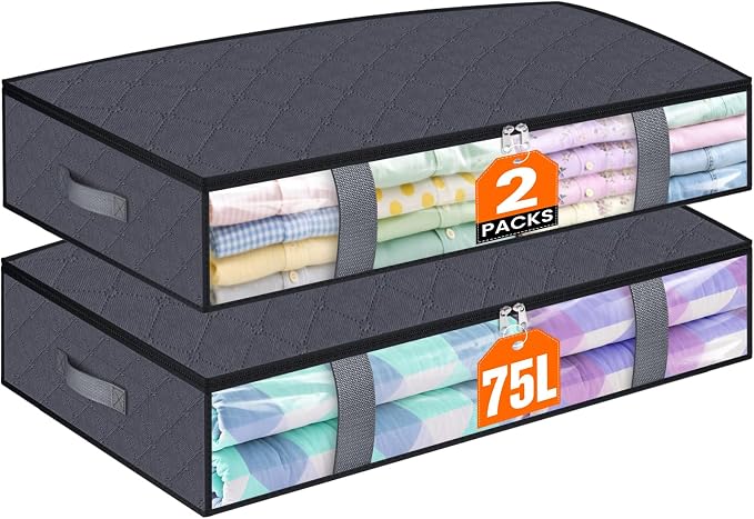 TasticTotes 2 Pack Under Bed Storage Containers, 75L Blanket Storage Bags - Image 8