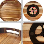 Acacia Wooden Lazy Susan for Table Top-12 Inch Wooden Lazy Susan Turntable with Double Handle-Large Acacia Wooden-Spice Organizer for Countertop, Table, Cabinet - Image 6