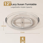 LAMU 4 Pack 12'' Lazy Susan Organizer Turntable for Cabinet, Pantry Organizers and Storage, Rotating Condiment Organizer for Kitchen, Table Top, Fridge, Countertop, Spice Organization - Image 2