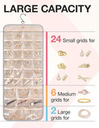 BAGSMART Hanging Jewelry Organizer Necklace/Earring/Ring 2-Sided L Grey - Image 3