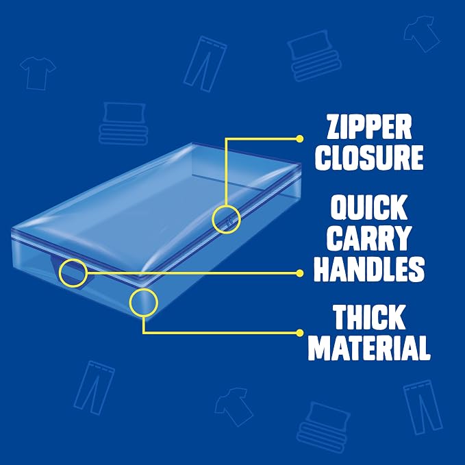 Ziploc Flexible Totes, Underbed Size, 17 Gallon, 2 Count Organizing Tote with Zipper and Built‑In Handles, Flexible & Stackable Clothing and Home Storage Bag - Image 4