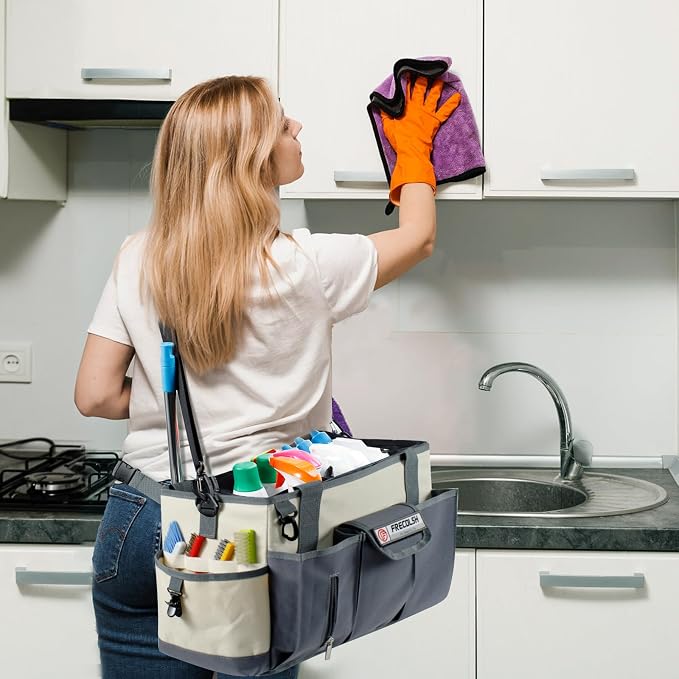 Cleaning Caddy for Cleaning Suppliers Organizer with Pockets for House Cleaning Essentials, Cleaning Organizer, Wearable Cleaing Bag Tote, Storage Caddy for Housekeeping - Image 6