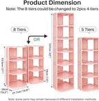 Kitstorack 8-Tier Vertical Plastic Shoe Rack, Freestanding Stackable Shoe Storage Organizer Cubes Shoe Shelf Tower or Small Closets and Tight Spaces, Pink - Image 3