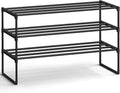 SONGMICS Shoe Rack, 3-Tier Shoe Organizer, Metal Storage Shelf | for Entryway, Upright or Upside Down, for 16-20 Pairs, Stackable, 11.8 x 36.2 x 21.7 Inches, Black ULSA303B02 by Unknown