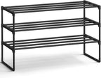 SONGMICS Shoe Rack, 3-Tier Shoe Organizer, Metal Storage Shelf | for Entryway, Upright or Upside Down, for 16-20 Pairs, Stackable, 11.8 x 36.2 x 21.7 Inches, Black ULSA303B02 by Unknown