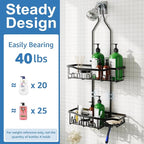 Upgraded Extended Length Shower Organizer with Hooks, Rustproof Shampoo Soap Holder, Large Hanging Bathroom Caddy - Image 5