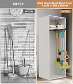 Pull Out Broom Holder With Adjustable Double Row Sliding Hook-Black 22in - Image 5
