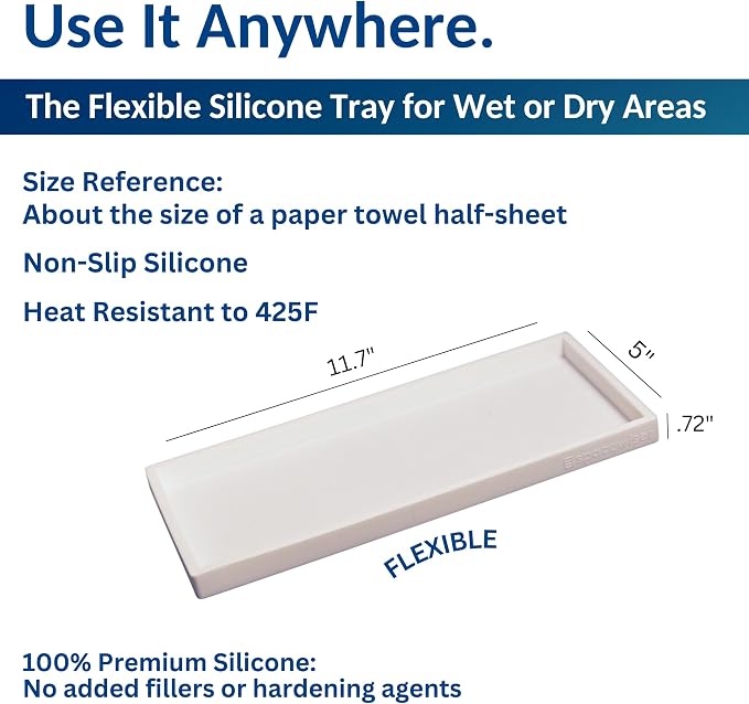 Spacewiser Silicone Countertop & Vanity Bathroom Tray – 2 PC 11.7" - Image 3