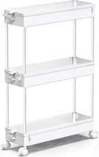 SPACEKEEPER Slim Rolling Storage Cart, 3 Tier Bathroom Cart Organizer,White - Image 5