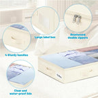 4 Inch Low Profile Under Bed Storage Drawer 2 Pack, Lightweight Underbed Clothes Storage Container Bins With NO STURCTURE, Shallow Storage Bag for Dorm & Home, With Clear Lids & Water-Resistant Fabric - Image 6