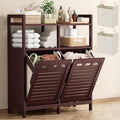 Homykic Tilt Out Laundry Hamper Cabinet, Bamboo Laundry Organizer, Espresso by Homykic