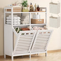 Homykic Tilt Out Laundry Hamper Cabinet, Bamboo Laundry Organizer, White by Homykic