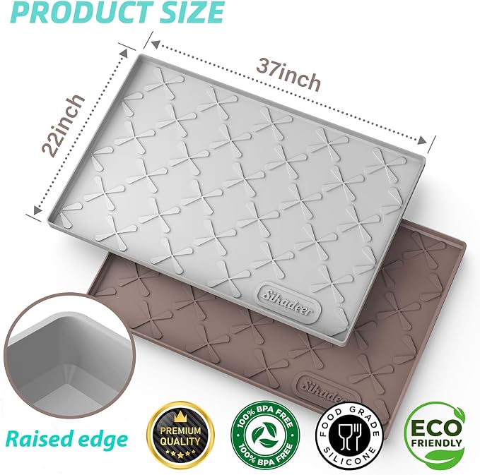 SIKADEER Waterproof Under Sink Mat 37" x 22" Silicone Mat Cabinet Protector - Image 3