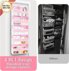 Ofiray-home Pink Over The Door Organizer 5 Tiers, Extra Large Behind Door Storage of 10 Compartments, 50 lbs Weight Capacity Over The Door Storage for Closet, Diaper Organizer - Image 2