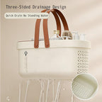 Pulseplay Portable Plastic Shower Caddy Basket with Handle Cream - Image 2