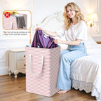 3-Pack Laundry Basket, Collapsible Laundry Hampers, 125L, Pink - Image 4