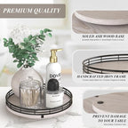 AMH 9-Inch Rustic Whitewashed Wooden Lazy Susan Organizer - Image 6