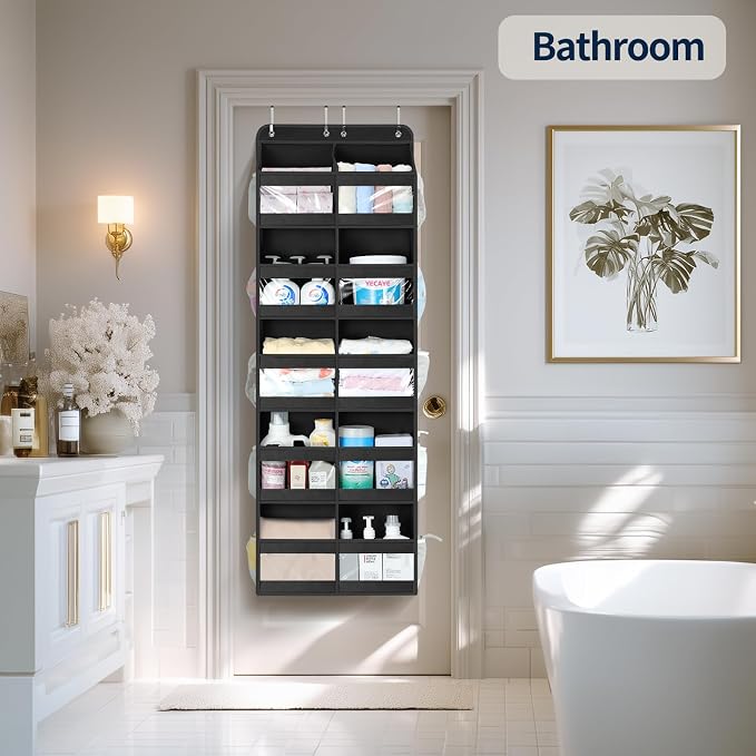 Yecaye 5-Tier Over The Door Organizer Dual-Column, 80lbs Load Over the Door Storage of 10 Compartments, Heavy Duty Extra Large Door Organizer Hanging for Bedroom Nursery Bathroom Pantry, Black, 1 Pack - Image 7