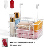 JUNCHU CHERRY Wire Storage Basket 2 Packs, Wall Mounted Kitchen Bathroom, Hanging Cabinet Door Storage Basket, no Drilling, Supporting 2 Types of Hooks, Strong Bearing, Suitable for Home, White - Image 9