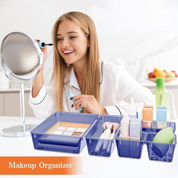 SpaceHacks 25 PCS Plastic Drawer Organizer, 4-Size Versatile Organizer Trays & storage Bins - Image 5