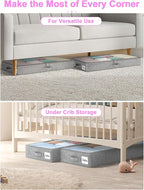 punemi 4 inch High Soft Low Profile Under Bed Storage Bins, 2 Pack, Grey - Image 6