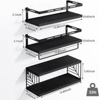 Fixwal Wall Mounted Bathroom Shelves Over Toilet (3+1 Black) - Image 3