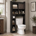 kepptory Over the Toilet Cabinet with Sliding Barn Door，Dark Grey by kepptory