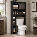 kepptory Over the Toilet Cabinet with Sliding Barn Door，Dark Grey by kepptory