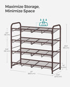 SONGMICS 4-Tier Stackable Metal Shoe Rack, Holds Up to 16 Pairs of Shoes | Shoe Organizer for Closet, Entryway, and Small Spaces, with Adjustable Slanted Shelves, Bronze, DAVIAN Collection ULMR067A01 - Image 5