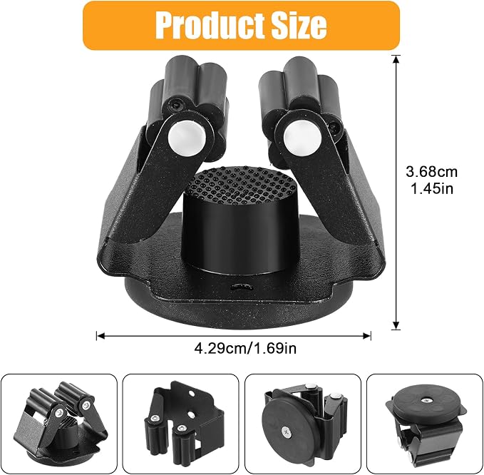 4 Pcs Magnetic Broom Holder Heavy Duty, 12Lbs Magnetic Tool Holder Wall Mount with Anti-Slip Rubber Gripper, No-Drill Mop Broom Holders for Garage Kitchen Laundry RV Van Accessories, Black - Image 2