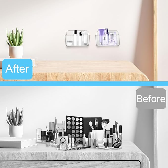 CGBE 2-Pack Cabinet Door Organizer, Self Adhesive Bathroom Shelves, Clear - Image 8