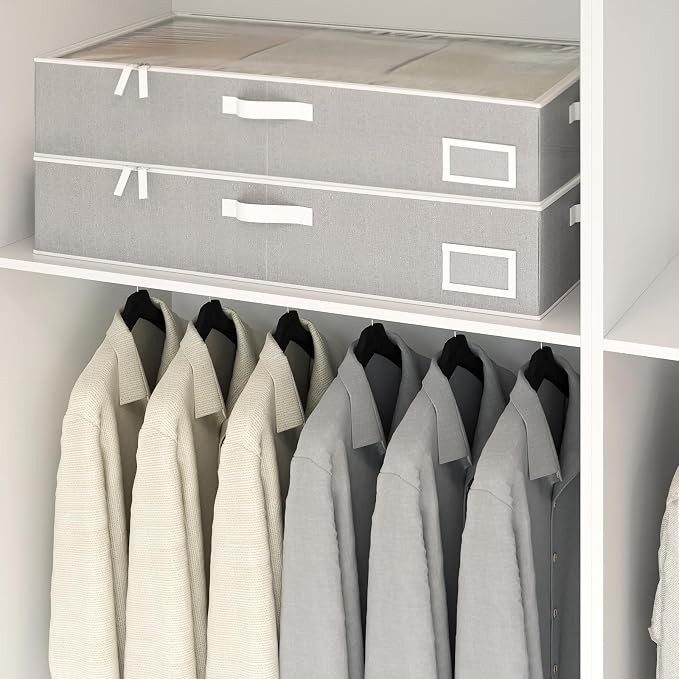 Under Bed Storage, Under Bed Storage Containers Bins for Clothes, Large Linen Underbed Closet Organization Bins, 2 Pack Collapsible Underbed Bin Dorm for Clothes, Sweater, Gray - Image 7