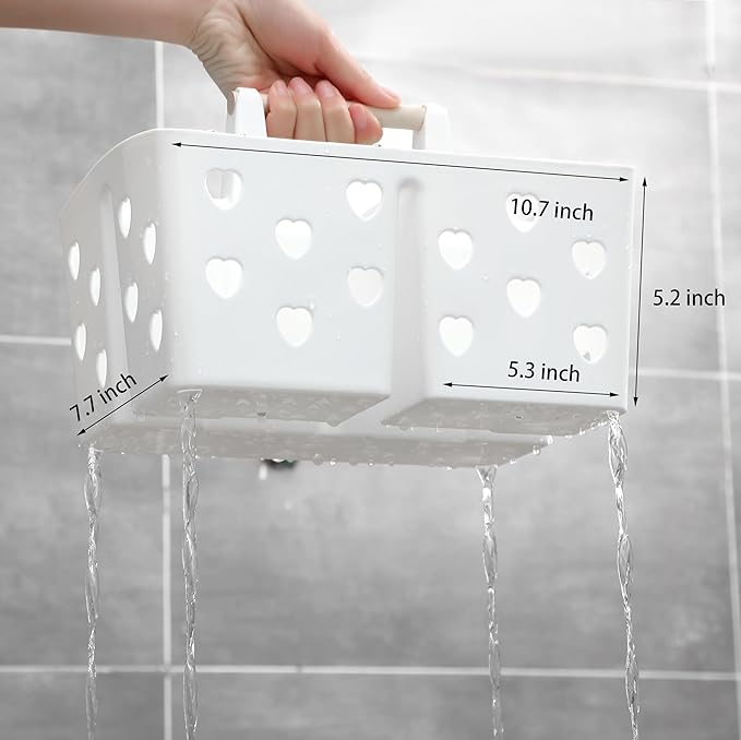 Portable Shower Caddy Plastic Shower Basket Organizer with Handle, White - Image 6