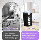 125L Extra Large Laundry Basket with Handles, Collapsible Clothes Hamper for Bedroom, Independent Dirty Clothes Basket, Portable Laundry Bin for Hotel, Dorm, Black - Image 5