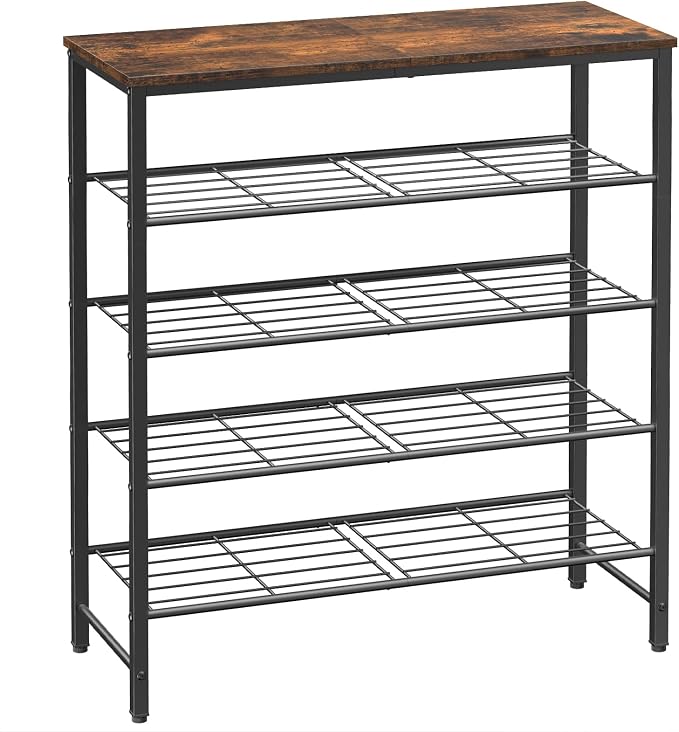Kitsure Shoe Rack for Closet, Shoe Storage, 29.5" Wide - 5 Tier, Brown | Space-Saving Shoe Organizer with Leveling Feet, Sturdy & Rust-Proof Wooden Shoe Rack for Entryway, Bedroom, Living Room by Kitsure