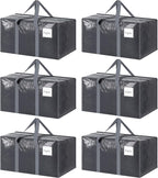 6 Pack Extra Heavy Duty Large Moving Bags with Strong Zipper, Gray | Comfortable Handles, Sturdy & Durable Clothes Storage Bags Totes Bins, Blue Packing Moving Boxes for College Supplies by Fygrip